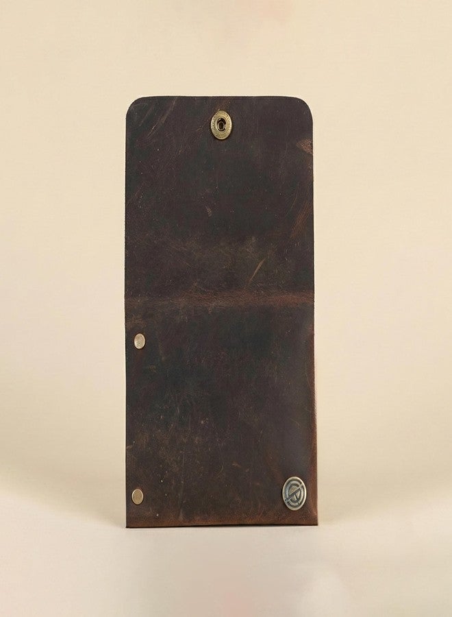 STRUTT Crushed Finish Genuine Leather Batua Wallet for Men & Women | Handcrafted Brown Leather Cash & Card Holder | Snap Button Closure | Compact Traditional Money Pouch - Image 3